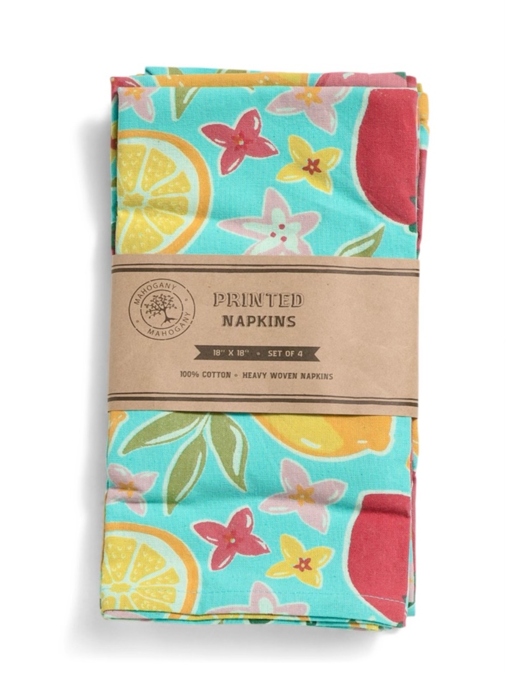 NIP 1 set of 4 fruit print cotton dinner napkins